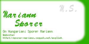 mariann sporer business card